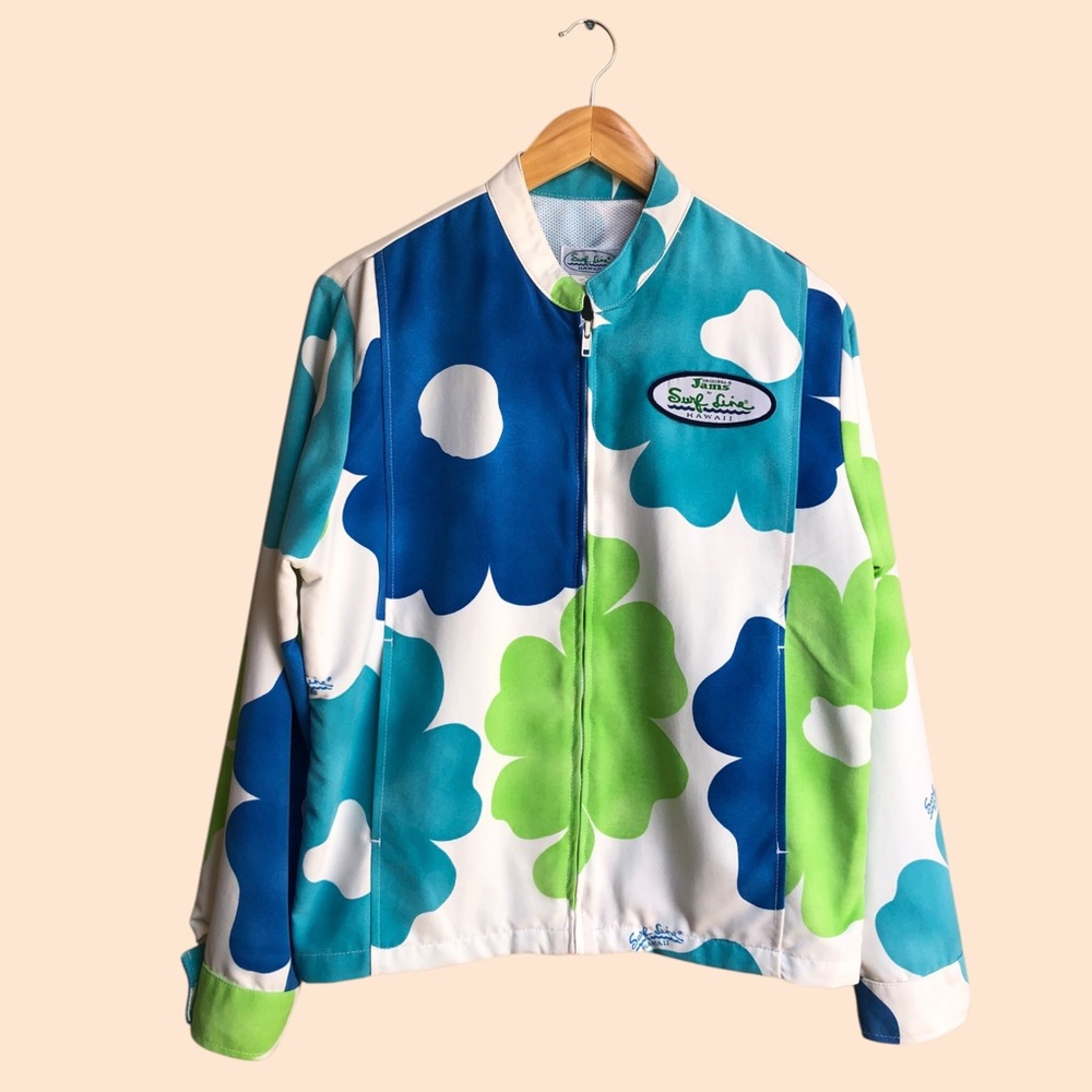 Vintage 80s/90s Original Jams World Surf Line Hawaii Retro Floral Jacket Women M